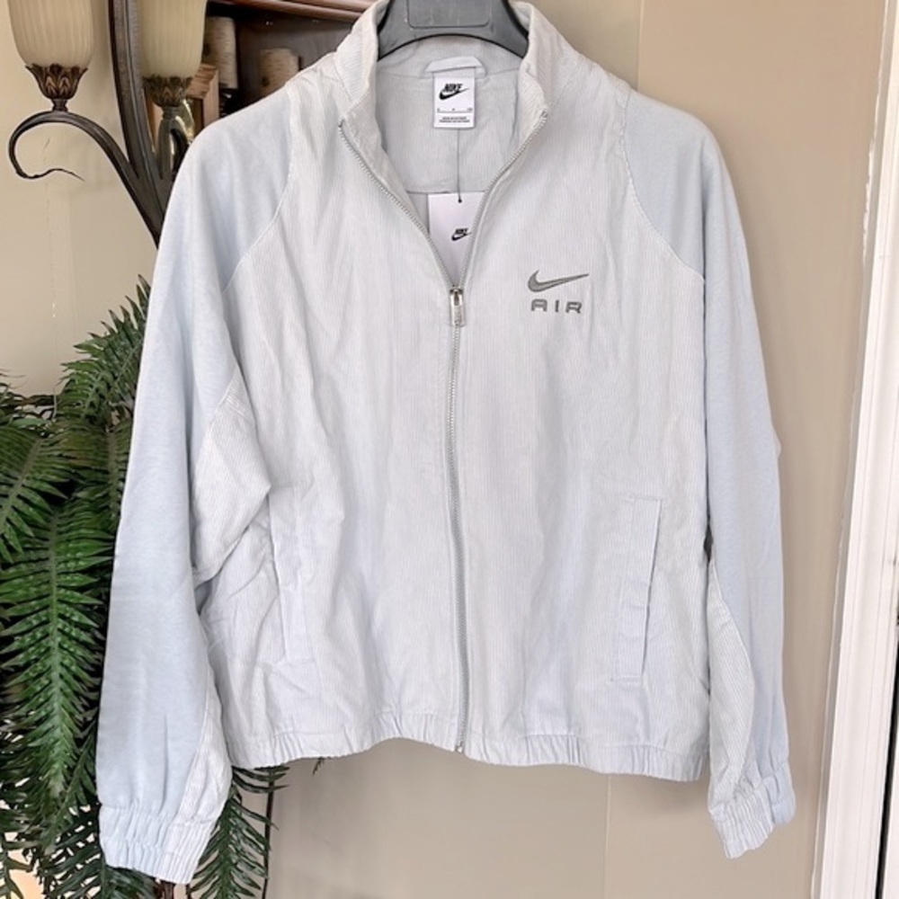 Brand New Nike Air Women's Corduroy Fleece Full-Zip Jacket in Grey Oversized Fit